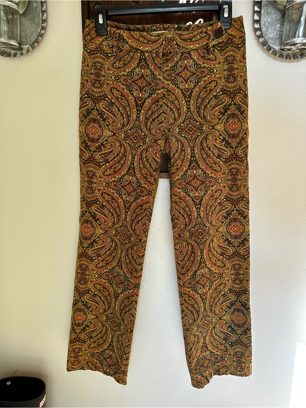 Harold’s Womens Vintage Paisley Print Pants - Brown - Size 0